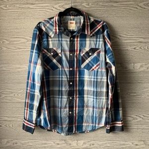 Levi's Blue & Red Plaid Button-Down Shirt